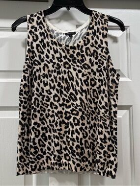 Talbots Leopard Print Shell Tank Top Size MP Petite Animal Print